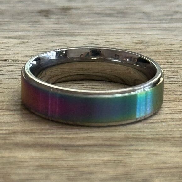 Stainless Steel Rainbow Band Ring Size 10 - Picture 1 of 3